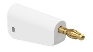 Stackable Banana Plug, 3.9mm, Zinc Copper, Gold-Plated, 32A, Silicone, Screw, White